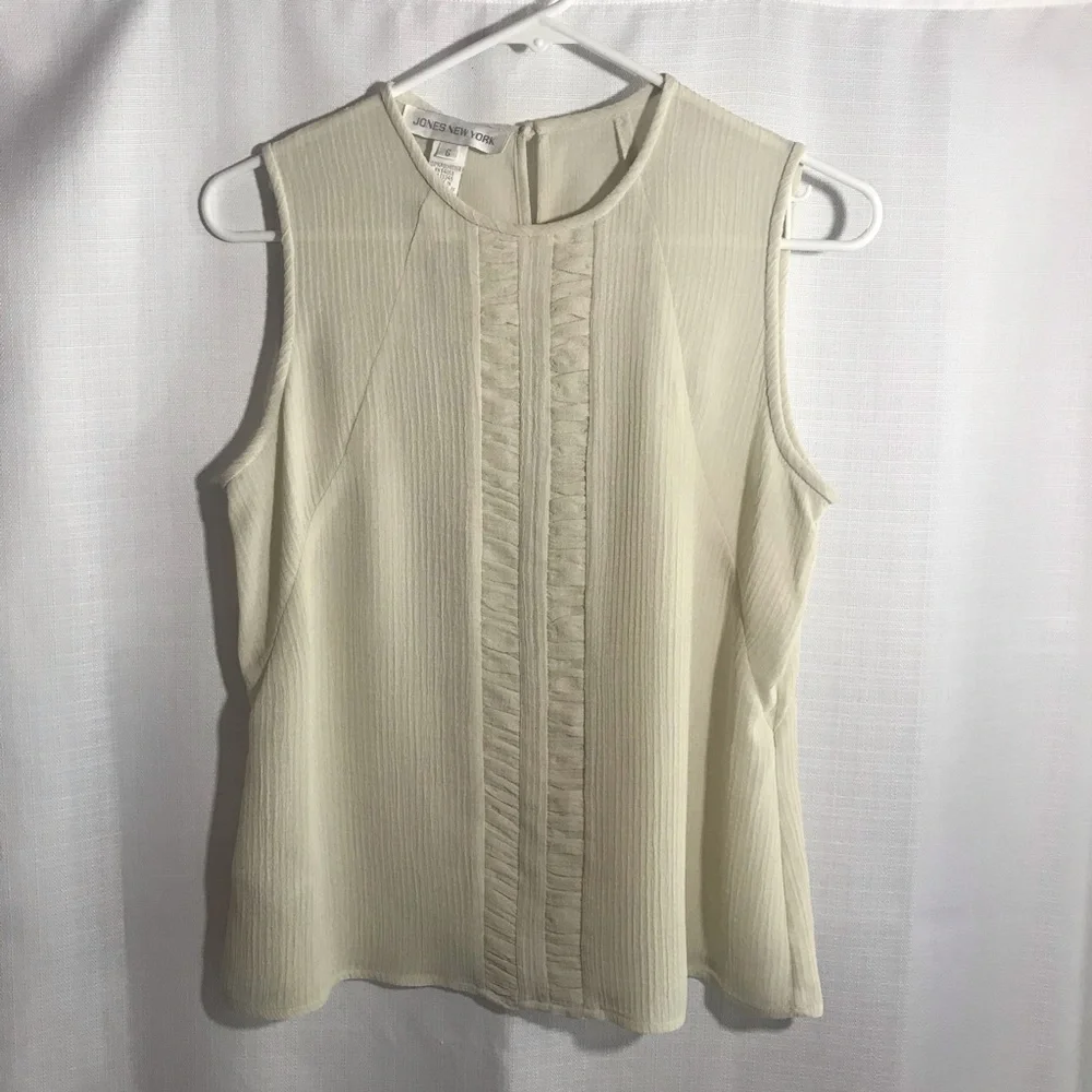 JONES NEW YORK Women's Size 6 Small Beige Sleeveless Tank Top Blouse - Picture 3 of 11